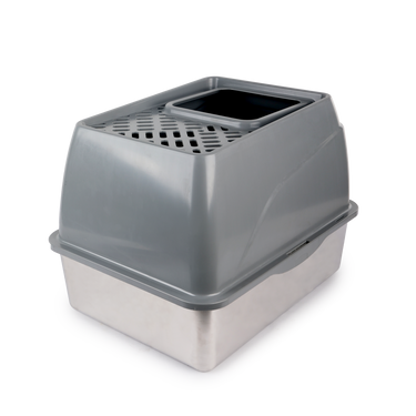 Go Fresh - Stainless Steel No Mess Cat Litter Box - Grey